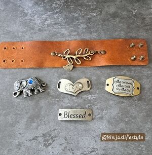 Brown Leather Wrap Bracelet with Interchangeable Charms